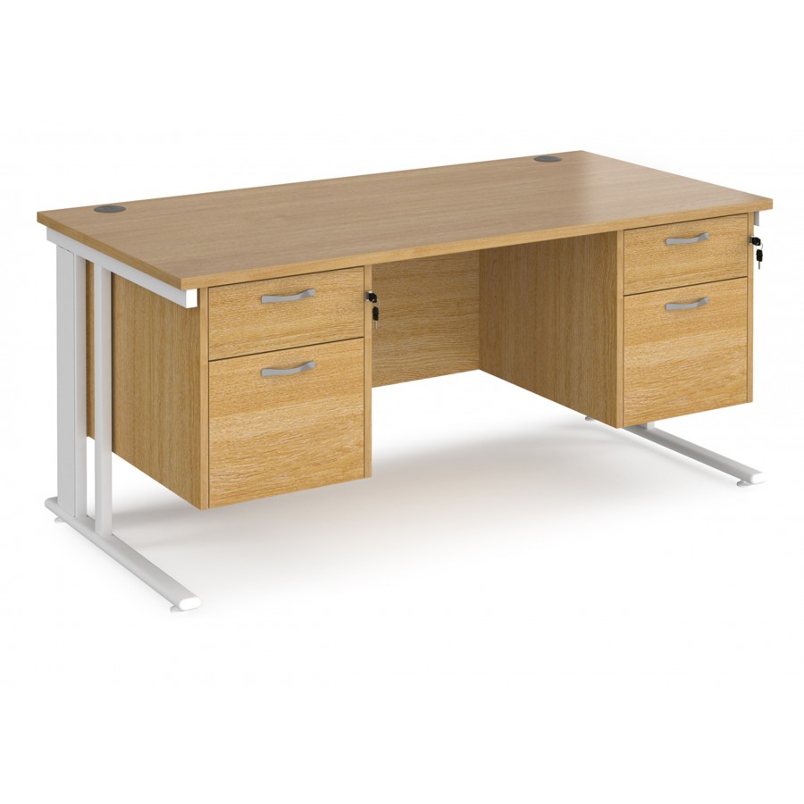 Maestro Cable Managed Desk with Twin Two Drawer Pedestals